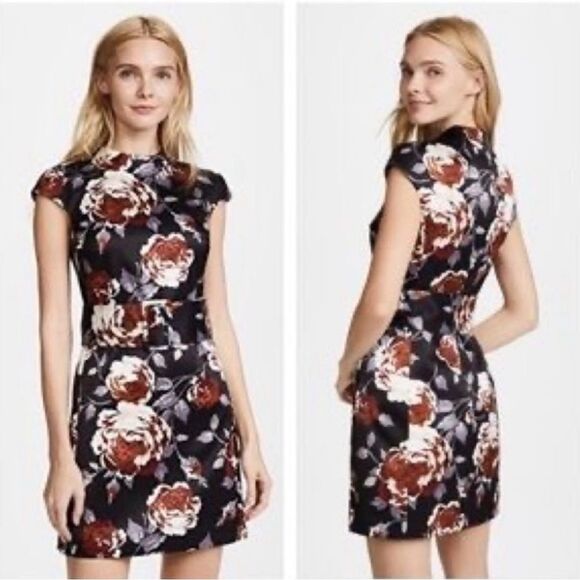 Theory Black Floral Mini Dress - Picture 2 of 12
